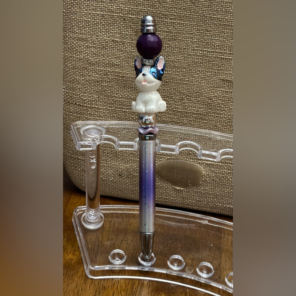 Boston Terrier/Frenchie Pen Purple and Silver Beaded